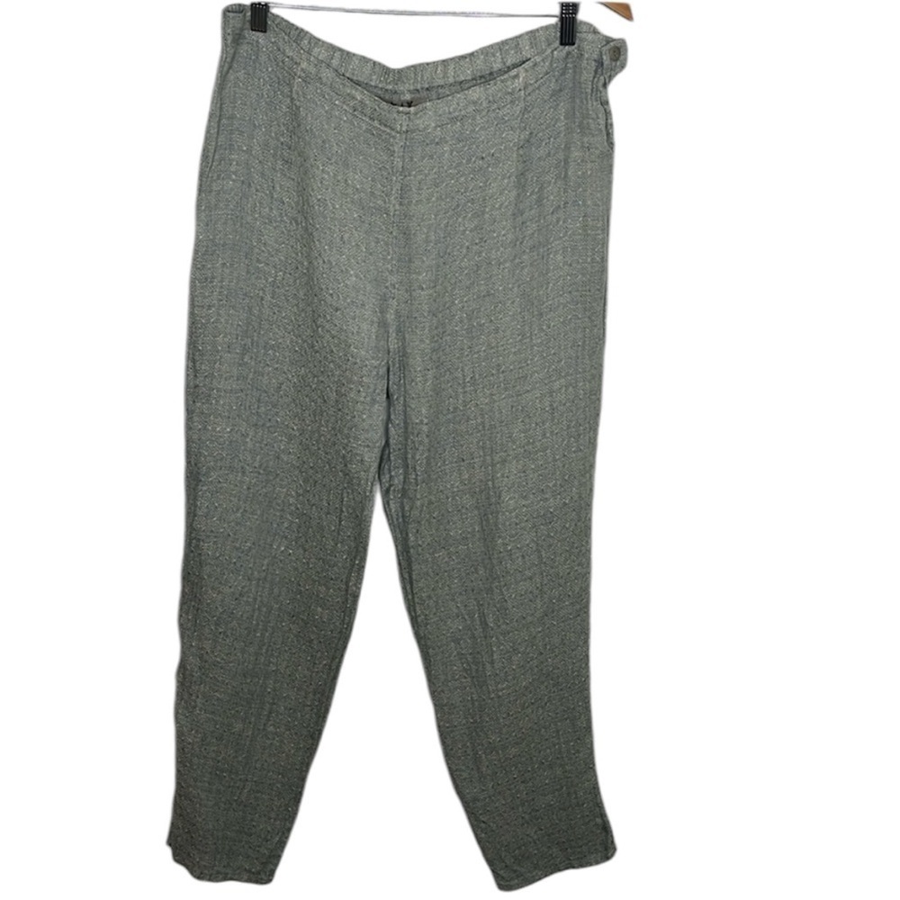 Flax Green Grey Tapered Linen Trousers Women Size M BLEMISH